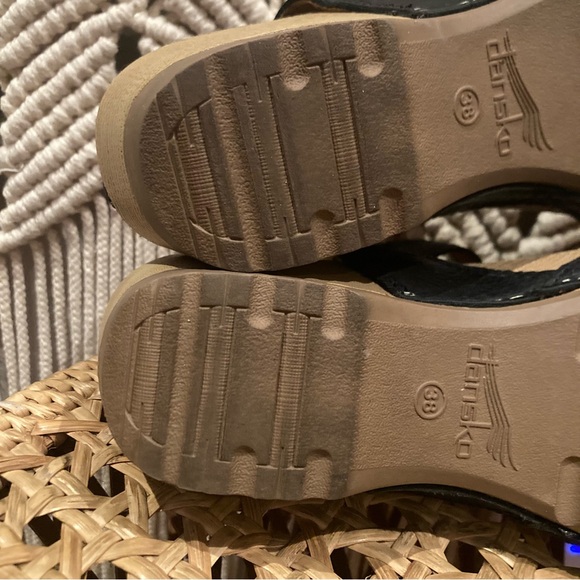 Dansko Tricia Black Milled Burnished Strappy Chunky Wooden Clogs - Picture 9 of 12